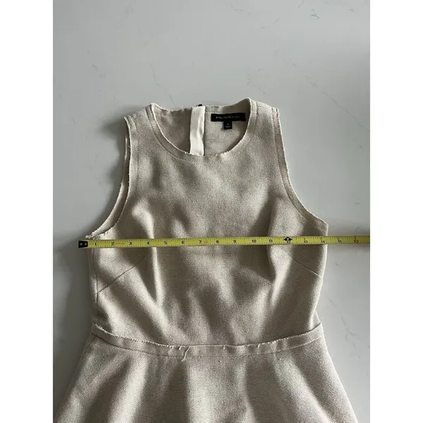 Banana Republic Peplum Linen Blend Dress Womens Size 4 Beige Sleeveless Raw Hem - Image 7