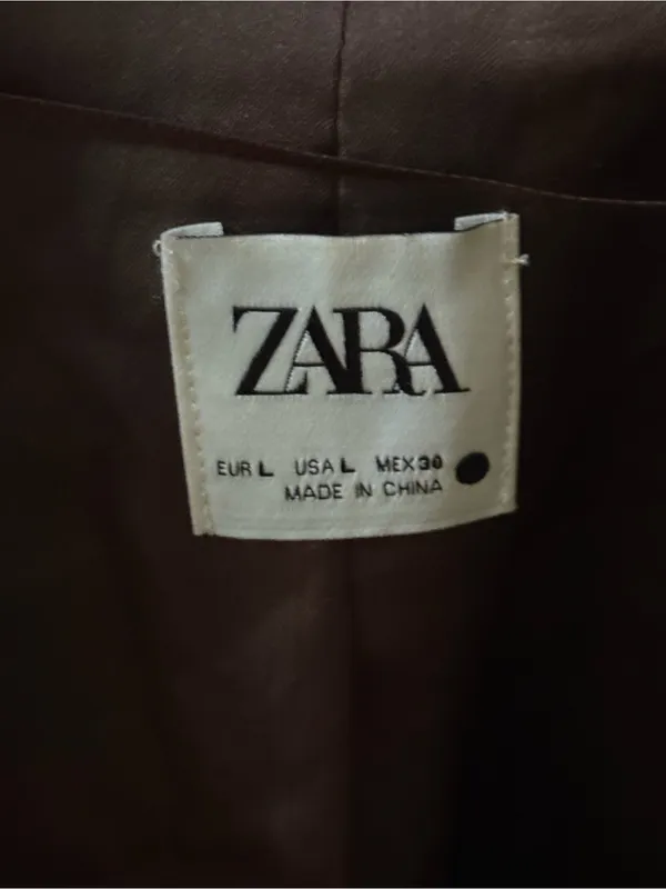Zara Brown Cropped Blazer with Shoulder Pads - Image 4