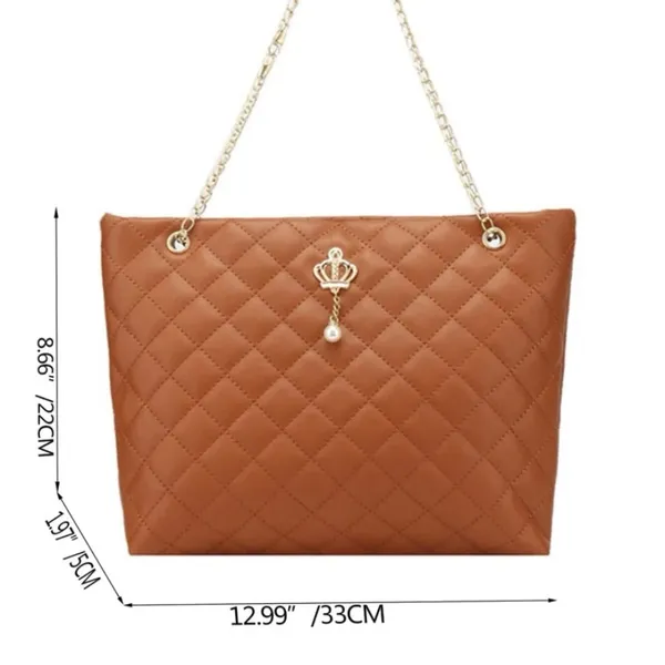 Brown Quilted Chain shoulder bag - Image 4