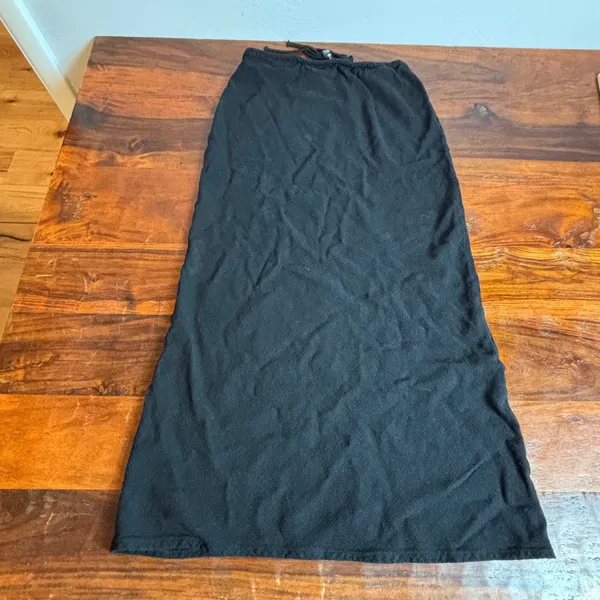 Stradivarius Black Maxi Skirt Drawstring Waist Flowy‎ Comfortable Size S - Image 5