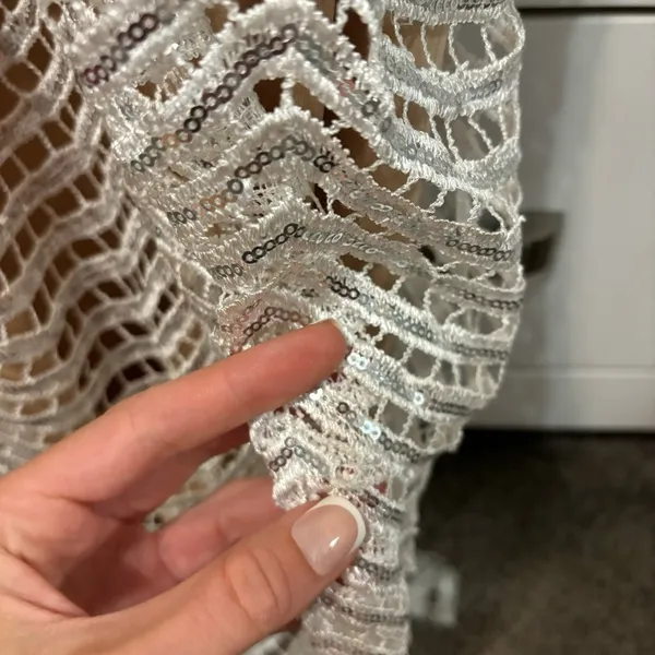 Lulus Lele White and Silver Sequin Mini Dress - Image 5