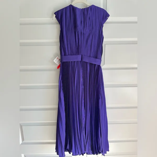 Mac Duggal 26483 Pleated Cap Sleeve Belted A Line Midi Dress- NwT‎ - Image 10
