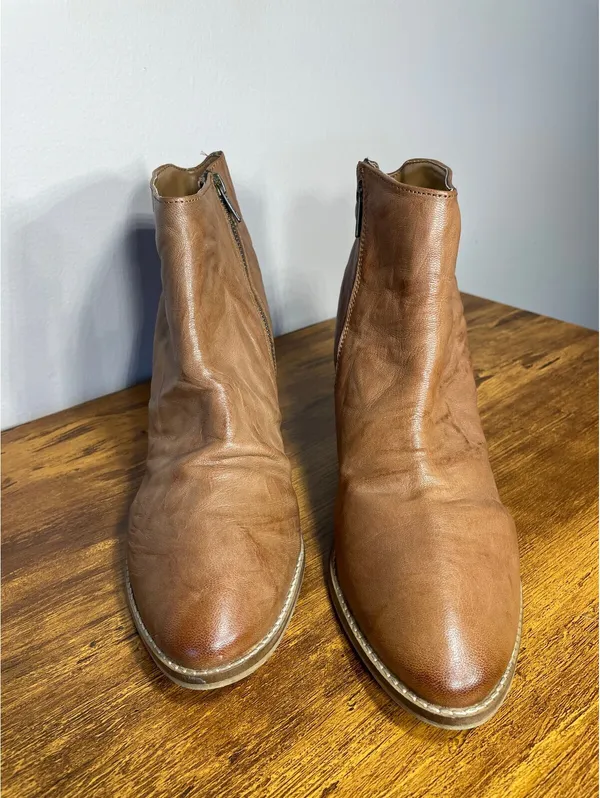Diba True Hel Lina Tan Leather Vtg Boho Western Slouch Boots - Image 7