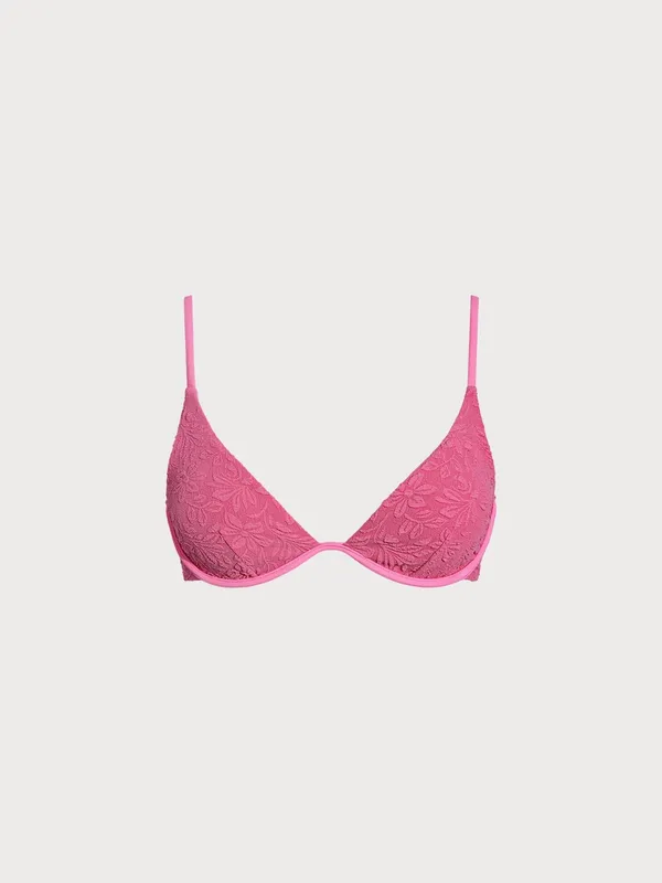 Berlook Pink Jacquard Underwire Triangle Bikini Top & Tie Cutout Bottom - Image 5