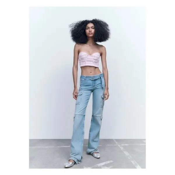 New Zara‎ Tweed Strapless Cropped Top - Image 2
