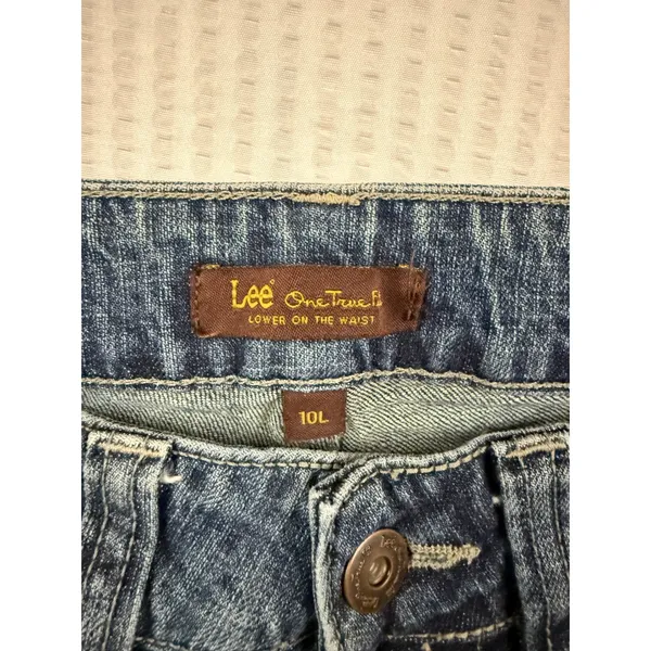 VTG Y2K Women's Lee Jeans Size 10L Dark Wash Stretch Denim Bootcut Long - Image 2