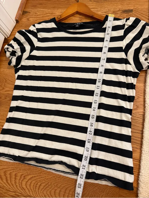 J.Crew Vintage jersey puff-sleeve T-shirt in stripe Size Medium - Image 9