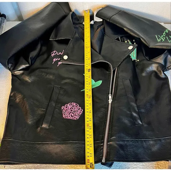 Wicked Glinda Alphaba Faux Leather Moto Jacket Size Small - Image 11