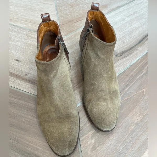 Madewell Cait Two Tone Leather Suede Zip Up Ankle Boots 7.5 Brown - Image 7