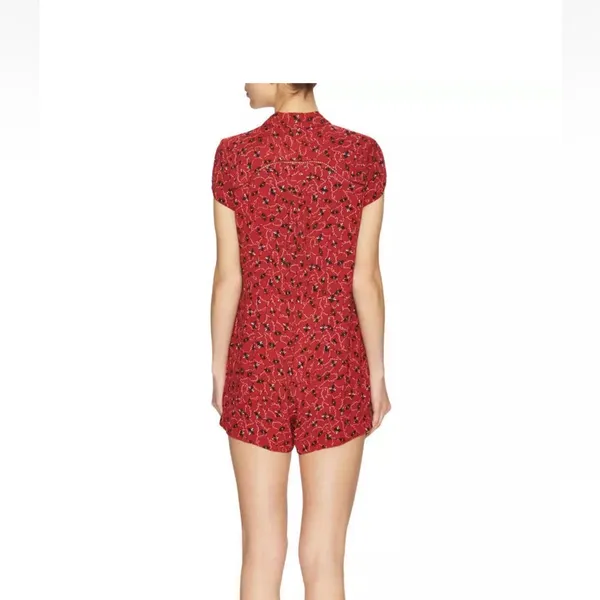 Free People Debby‎ Floral Romper Women medium Red Viscose Summer Bohemian - Image 2