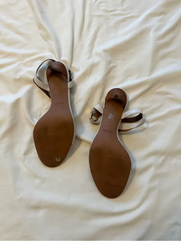 Coach | Melodie leather t-strap kitten heel sandals in chalk white | 7.5 - Image 4