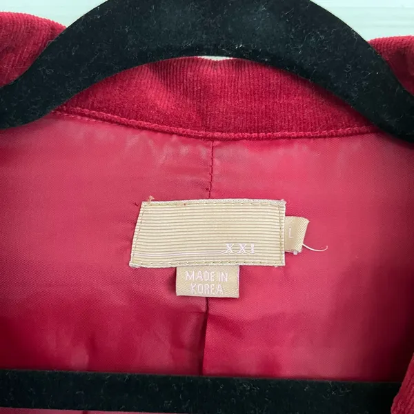 XXI‎ Brand Deep Red Corduroy Jacket Blazer Button Front Stretch Size L - Image 6