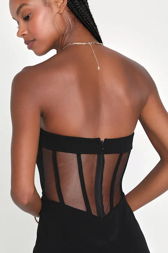 New Lulus Iconic Arrival Black Strapless Bustier Mermaid Maxi Dress XL MSRP $85 - Image 4