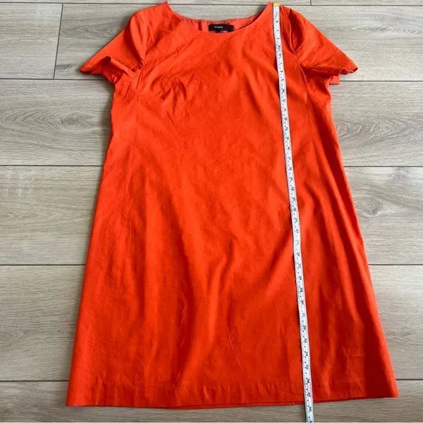 Theory Panel Shift Good Linen Mini Dress in Crunch Size XL Orange Short Sleeve - Image 12