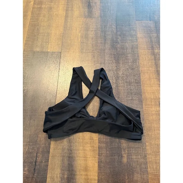Albion Black Top Knot Bikini Top Size Medium Black Tie Front Swim Top - Image 9