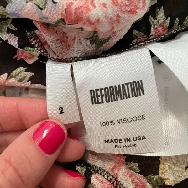 Reformation Plunging Floral Mini Dress Pink Roses - Image 5