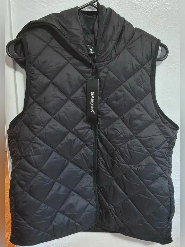 #79 NWT Allegra K Women Casual Quilted Button Down Hooded Puffer Vest Size M - Image 7