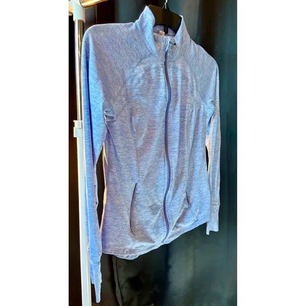 Ideology Womens Blue Space Dye Full Zip Active Jacket Thumbholes‎ XS - Image 5