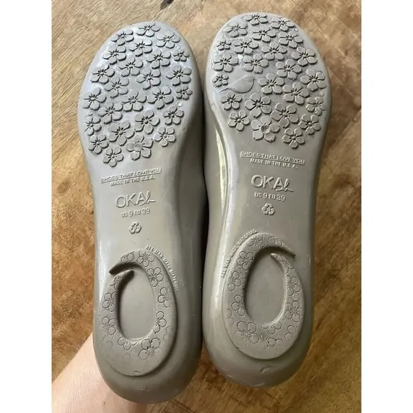 OKA B gray ballet flats slip on shoes US 9 EU 39 made in USA rubber comfort - Image 6