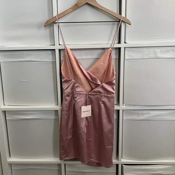 Superdown Revolve Kimora Pink Satin Pleated Dress - Image 6