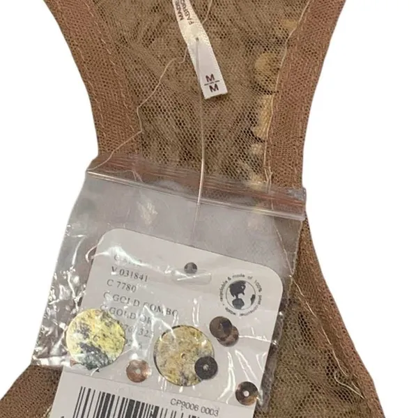 Free People All That Glitters Tank Women M Gold Sequin Mesh Racerback OB1760325 - Image 6