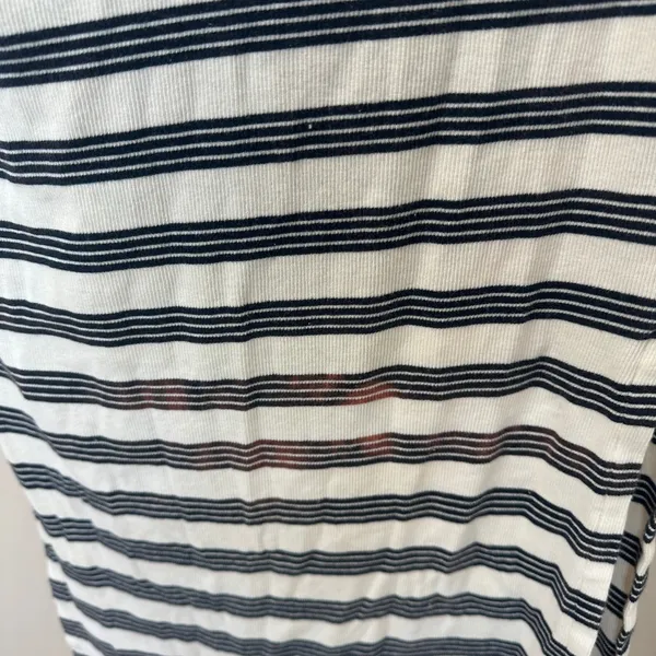 Ganni Blue White Striped T-Shirt Dress SMALL Ruched Knit Designer $325 Flaw - Image 11