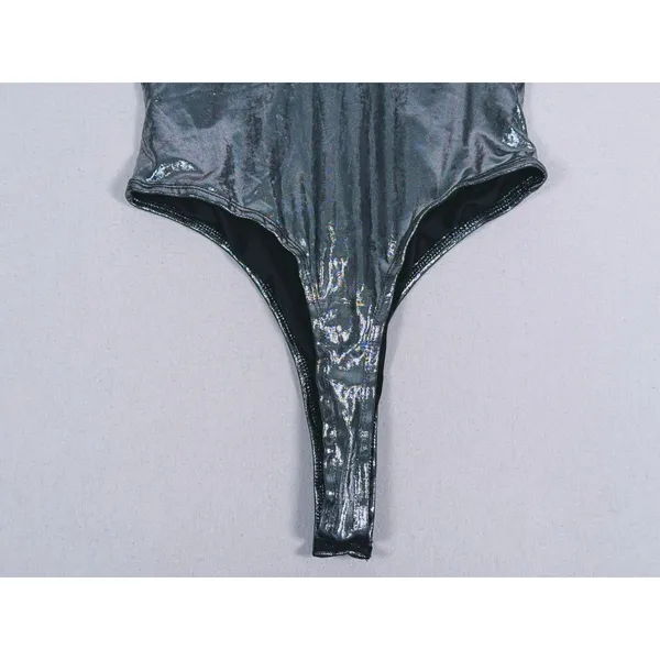 Superdown Nadia Metallic Bodysuit Size S Silver Festival Rave Club Disco Party - Image 9