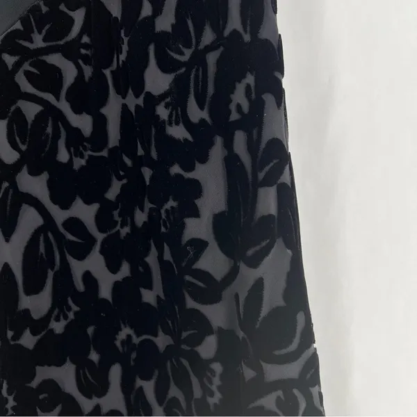 Laura Ashley Black Silk Blend Burnout Velvet‎ Hem Spaghetti Strap Maxi Dress - Image 6