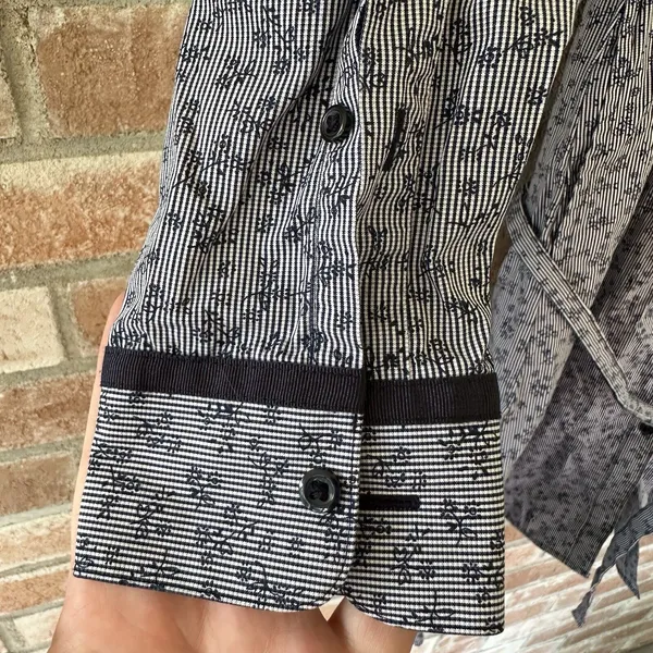 Brooks Brothers Floral Striped Button Up Shirt Dress Tie Waist Sz 8 - Image 7