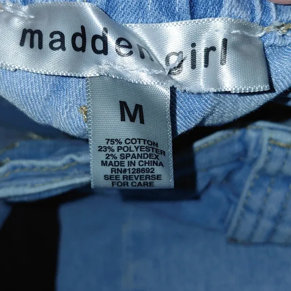 Madden Girl Blue Denim Cargo Jeans Medium Y2K Baggy Wide Leg Cyber - Image 9