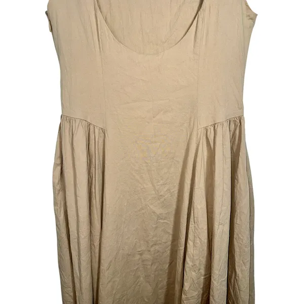 Abercrombie & Fitch Tan Beige Pleated Sleeveless Midi Dress Womens Size Large L - Image 6