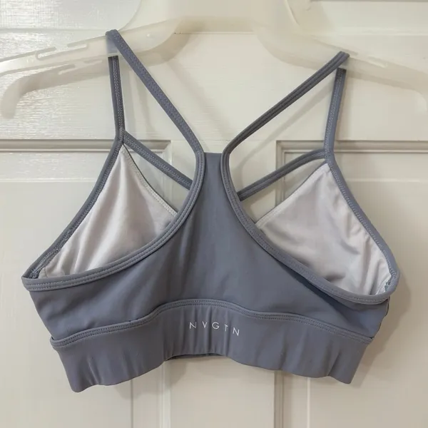 NVGTN XS? XXS? Criss Cross Back Sports Bra Light Gray Activewear NO PADS‎ - Image 2