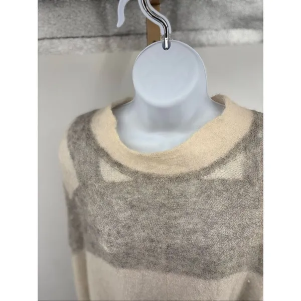 FREE PEOPLE Women's White Grey Striped Alpaca Blend Poncho Size XS/Small - Image 9