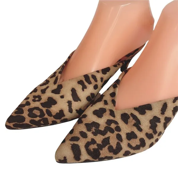 Pointed leopard print retro Low MULE 2” Sz 5.5‎ Brown - Image 5