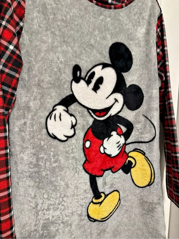 Disney Mickey Mouse Plaid Fleece Sleep Shirt Nightgown Dress Size Small/Medium - Image 3