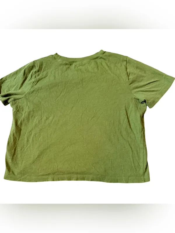 Madewell Softfade Cotton Boxy Crop Tee | XS | Olive Green - Image 2