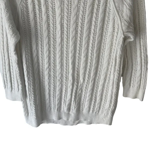 American Eagle Women's‎ Size Medium White Open Knit Sweater Coastal Cottage - Image 3