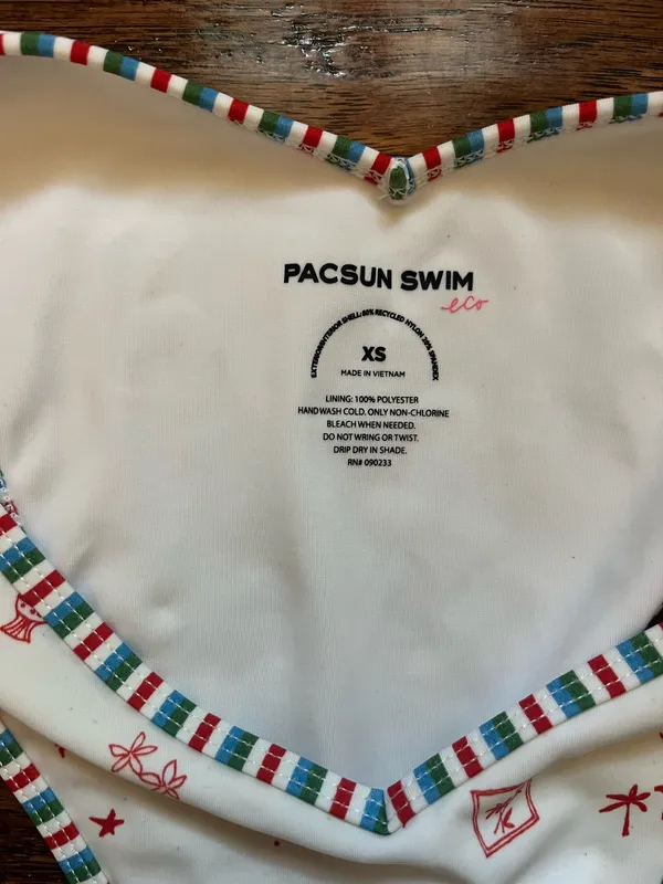 Pacsun White Printed Moira Triangle Bikini Top and bottom  - Image 7