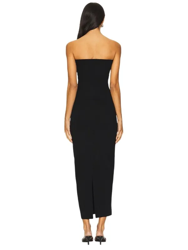 LESET Rio Bandeau Dress in Black Medium New Womens Column Maxi Gown - Image 2