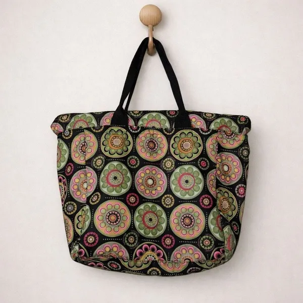 LeSportsac Floral Nylon Tote Bag Large Lightweight Travel Shoulder Bag Zip Top - Image 4
