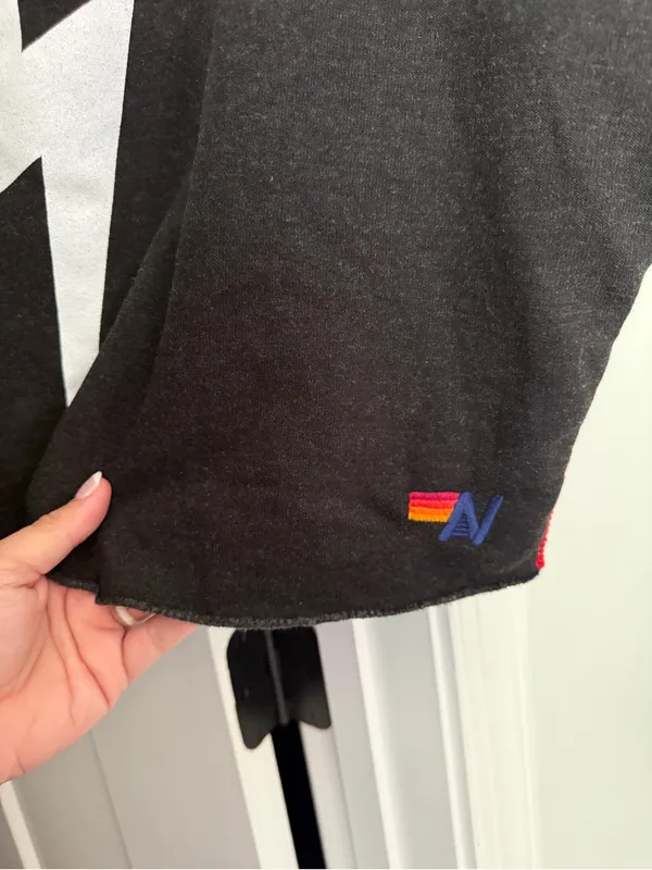 Aviator nation BOLT STRIPE SLEEVELESS RELAXED CROPPED PULLOVER HOODIE BLACK - Image 4