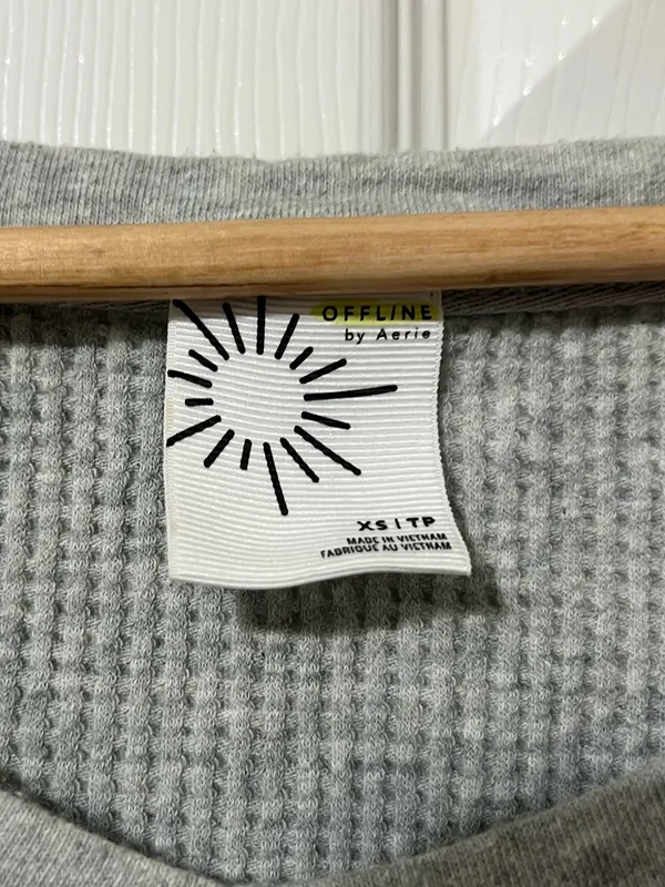OFFLINE By Aerie Wow! Waffle Oversized Long Sleeve Top Size XS Heather Gray - Image 3