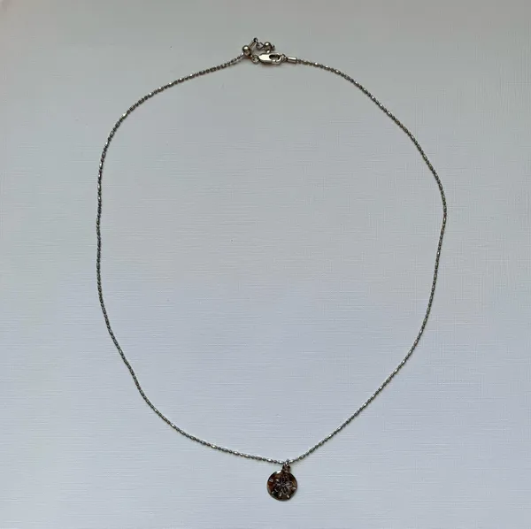 Handmade Adjustable Silver Sand Dollar Pendant Necklace - Image 3