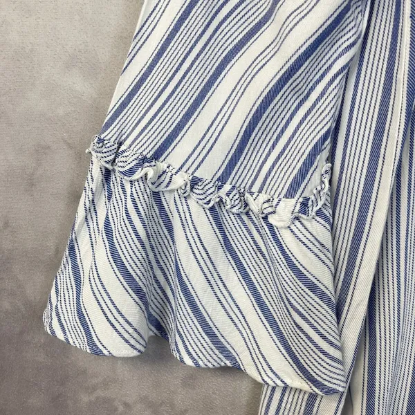 DREW Women Top Blouse Size Medium Off Shoulder Stripe Tiered Bell Sleeve Peasant - Image 5