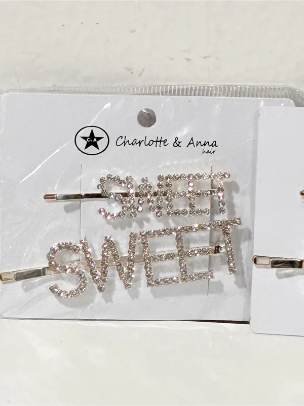 Silver Tone Rhinestone Sweet Dream Hair Clips NEW - Image 4