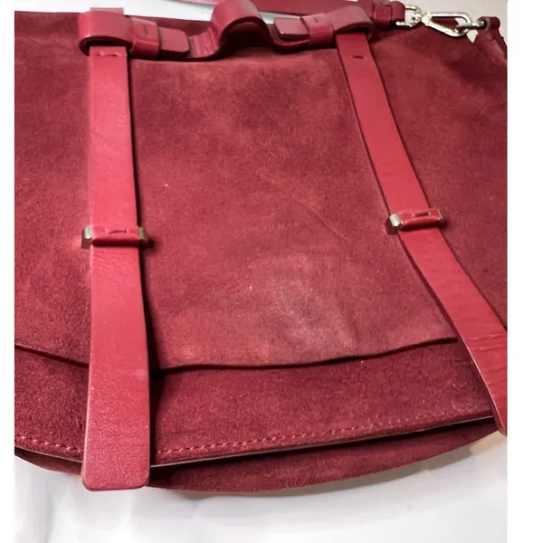 bag crossbody shoulder burgundy suede large Bess Croute messenger flap Ox Blood - Image 3