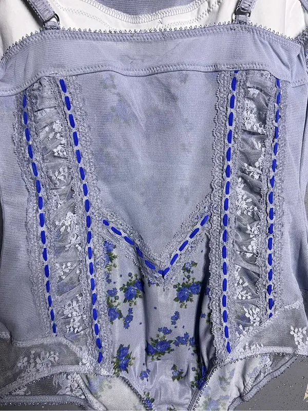FREE PEOPLE Sara Corset Bodysuit in Blue Combo in Size Medium. - Image 12