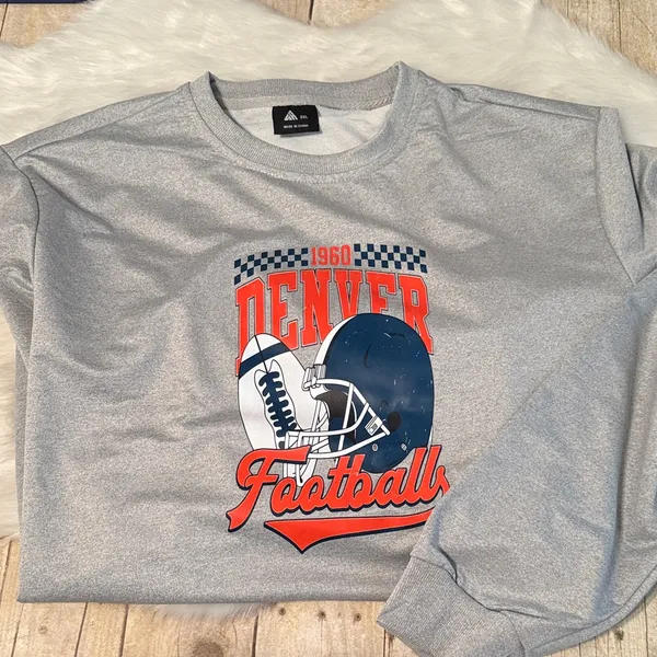 Denver Broncos Gray Crewneck Pullover Size 3X - Image 2