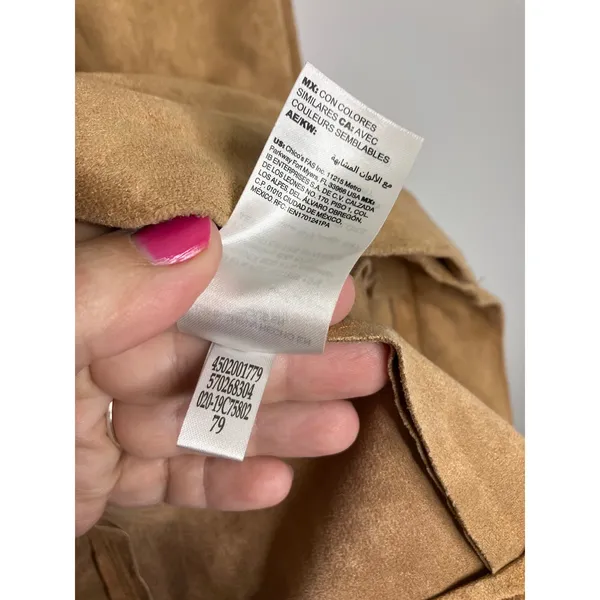 Chico's Faux Suede Moto Jacket Women 0 S Tan Camel Excellent Gold Zip Biker - Image 5