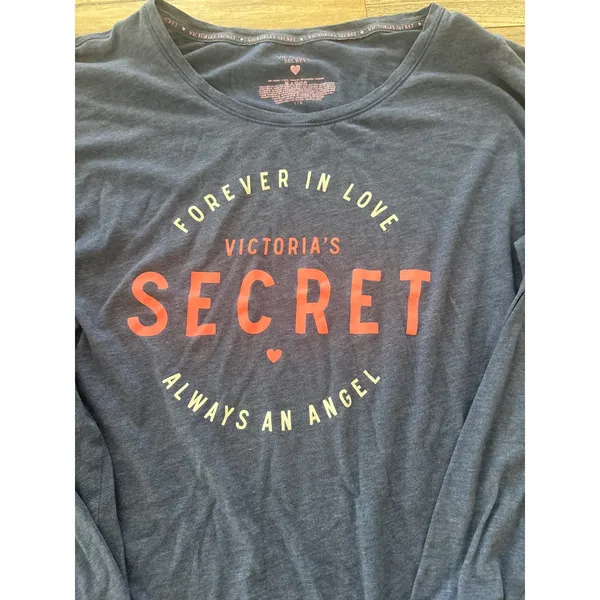 Vintage Victorias Secret Forever In Love Always An Angel Graphic Tee Navy Large - Image 2